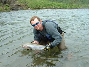 Brian Helps Release Gorgeous Trophy Rainbow Trout - ALASKA RAFT CONNECTION